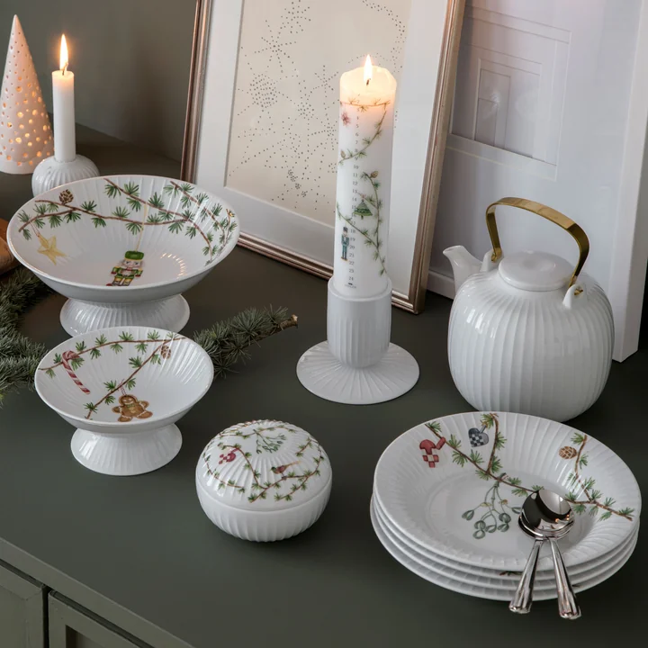 Hammershøi Bonbonniere Noël de Kähler Design en blanc avec décoration
