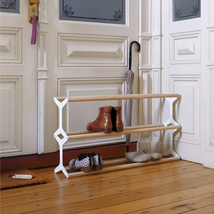 Etagère à chaussures Stixx 3gang de vonbox en blanc / Frêne