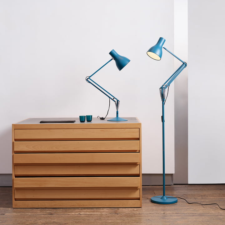 Type 75 lampadaire et lampe de table en Saxon Blue de Anglepoise