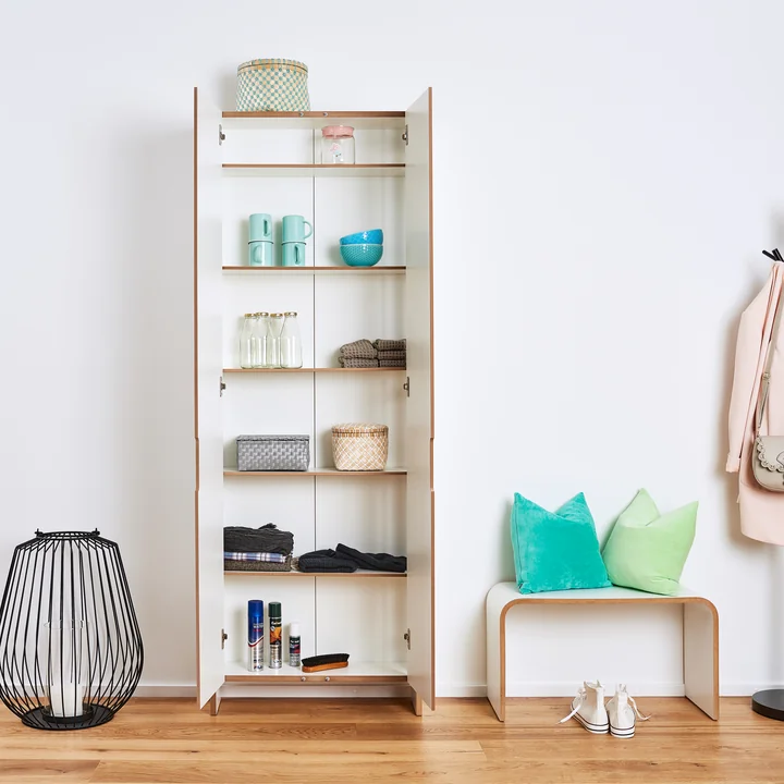 armoire à chaussures Flachmann debout Tojo en blanc