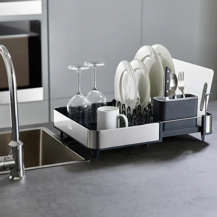 Extend Steel panier à vaisselle extensible avec tubulure d'écoulement, gris de Joseph Joseph
