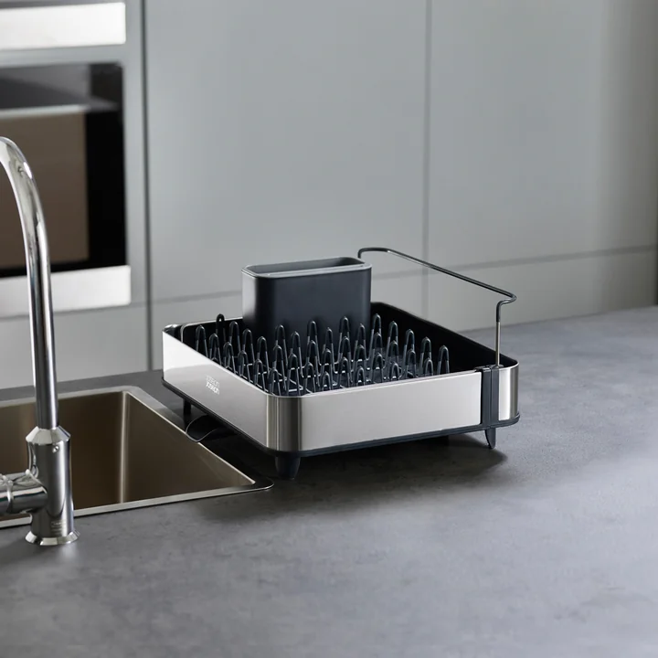 Extend Steel Panier à vaisselle extensible avec tubulure d'écoulement, gris de Joseph Joseph