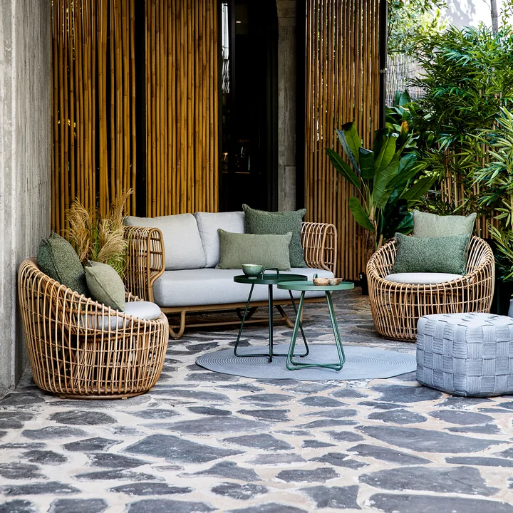 Nest Outdoor , nature / gris clair avec Nest Fauteuil rond de Cane-line