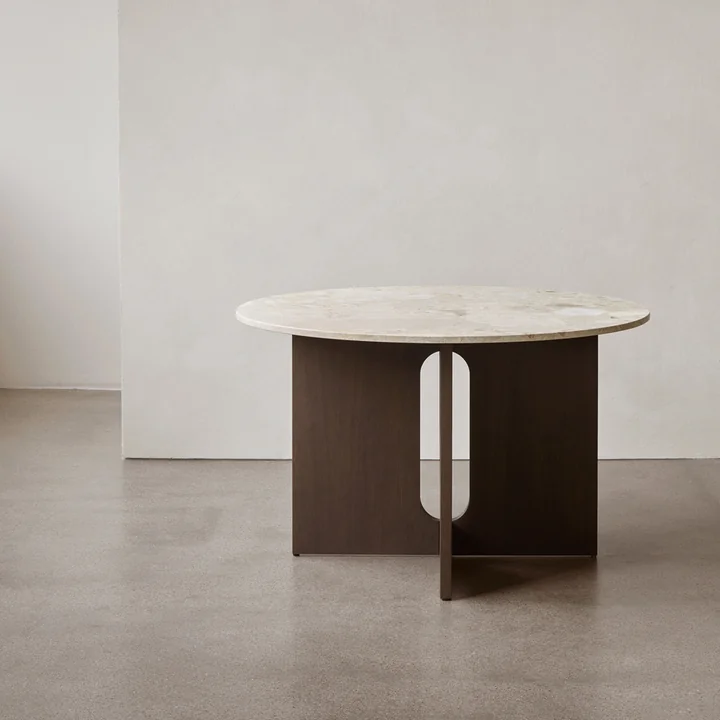 Androgyne Table, Ø 120 x H 73 cm, chêne foncé / grès de Audo