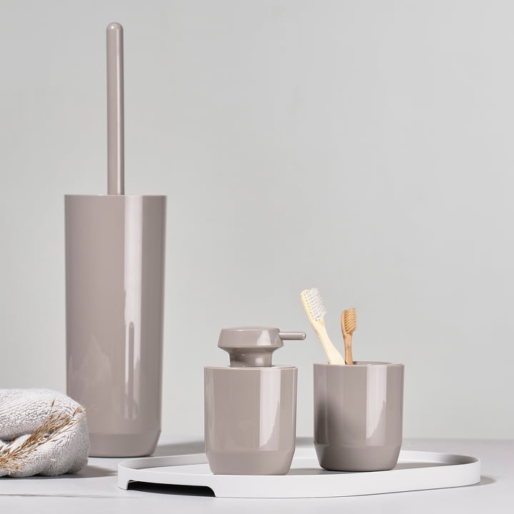 Suii Brosse de toilette, distributeur de savon et gobelet de brosse à dents Zone Denmark en taupe