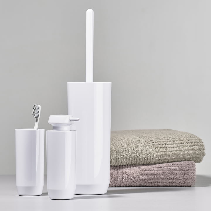 Suii Brosse de toilette, distributeur de savon et gobelet de brosse à dents Zone Denmark en blanc