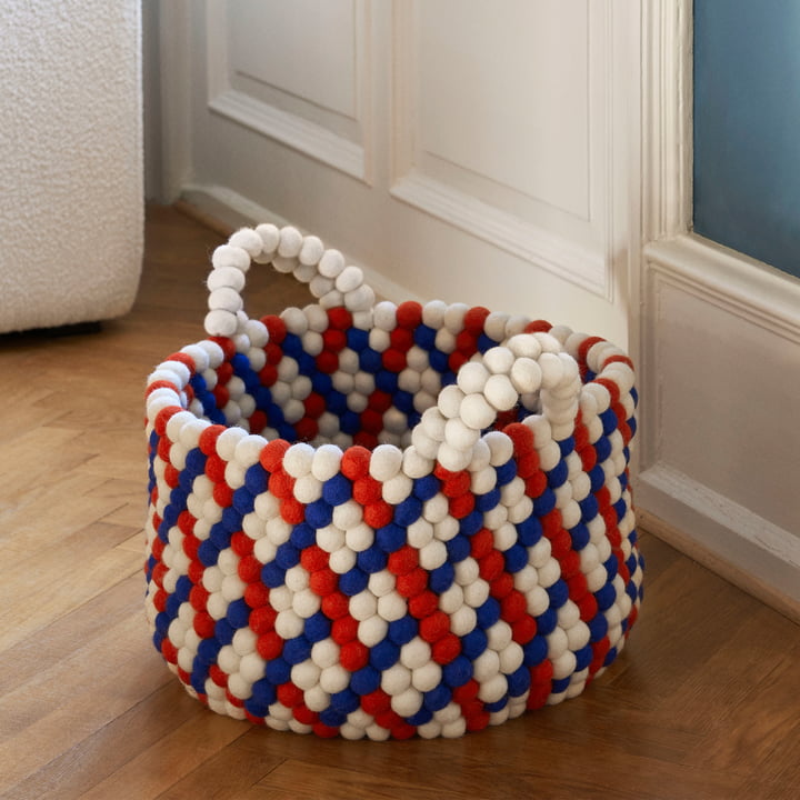 Bead Panier de rangement avec anses, Ø 40 x H 27 cm, osier rouge de Hay.