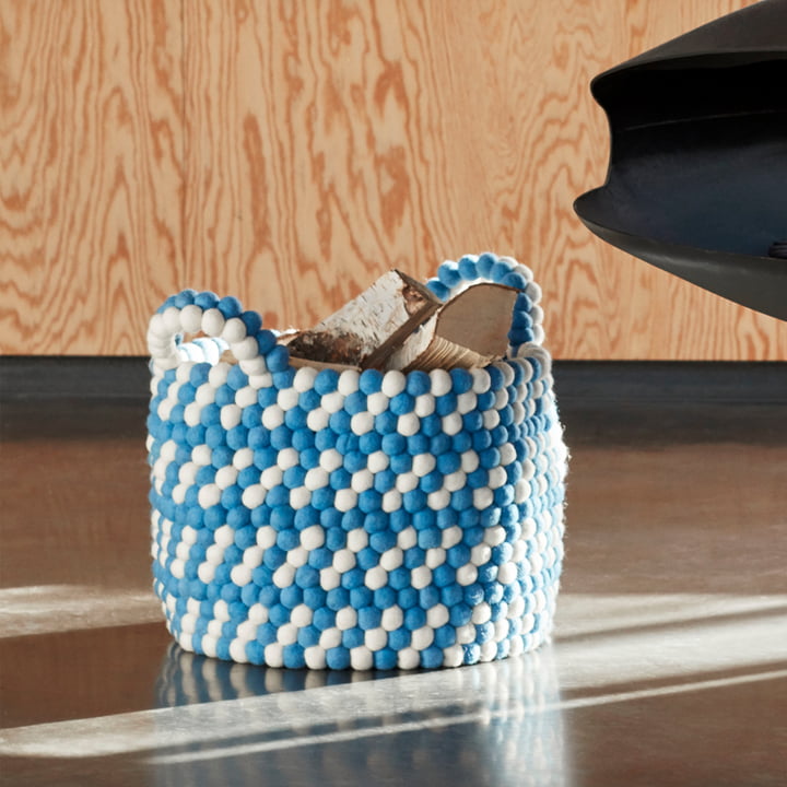 Bead Panier de rangement avec anses, Ø 40 x H 27 cm, blue dash de Hay.