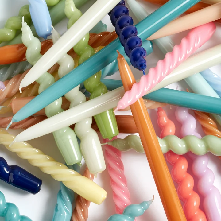 Spiral Bougies H 19 cm - Conical Bougies H 33 cm de HAY.