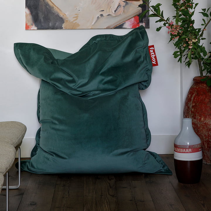 Le pouf Original Slim Velvet recycled , sage dans l'ambiance