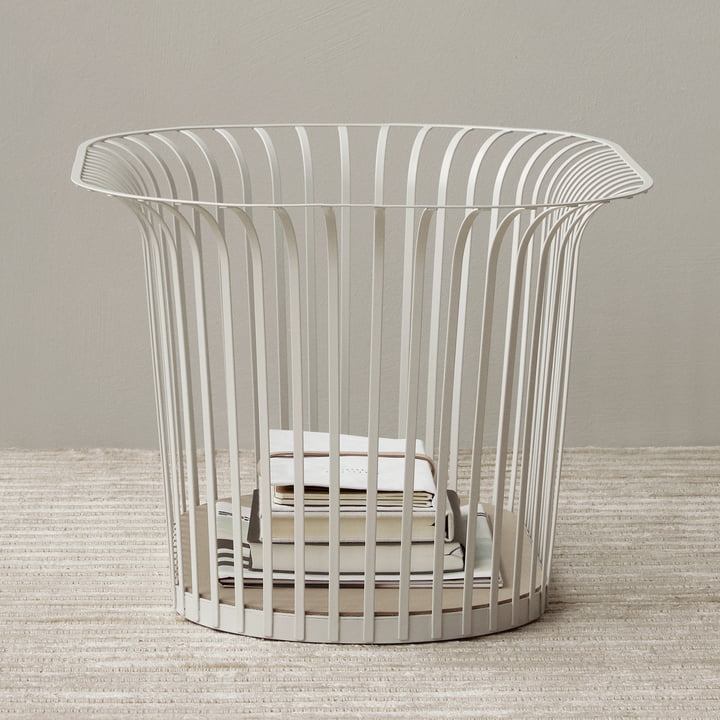 Panier de rangement en acier blanc