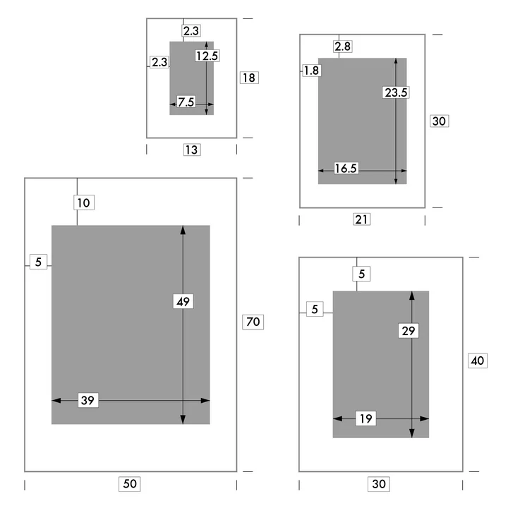 Collection - Cadre photo passe-partout dimensions
