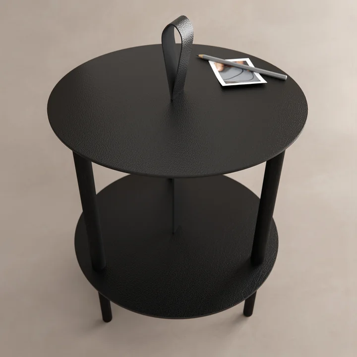 Strap Table d'appoint Ø 38 x H 46 cm de Lind DNA en chêne noir / bull noir