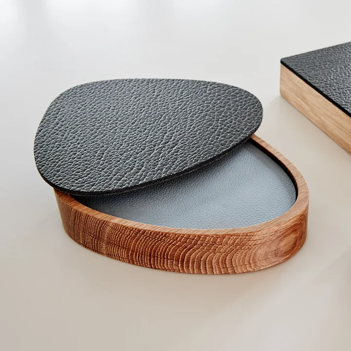 Wood Box avec couvercle curve S 1 2. 5 x 14 cm de Lind DNA en chêne naturel / noir