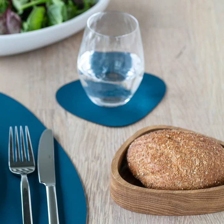 Glasuntersetzer Curve dans Nupo petrol et Wood Box de Lind DNA