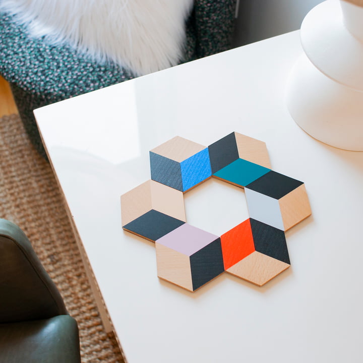 Table Tiles Optic Sous-verre de Areaware en multicolore