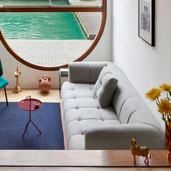 Quilton Canapé 3 places de HAY dans la version Linen Grid adriatic blue