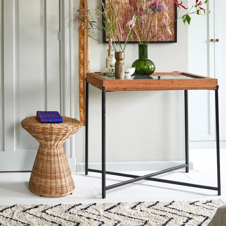 Table d'appoint en rotin de HKliving en version naturelle