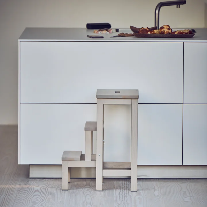 Soho Escabeau pour tabouret, 3 marches de Jan Kurtz en gris clair