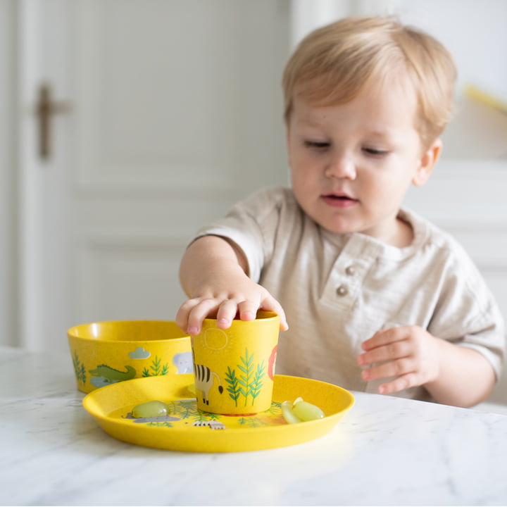 Connect Set de vaisselle pour enfants Africa, organic yellow (set de 3) de Koziol