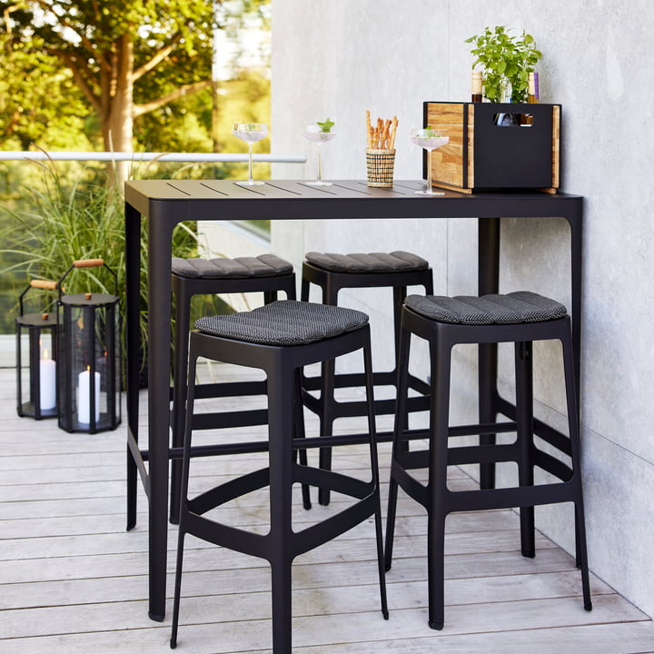 Cane-line - table de bar Cut, noir
