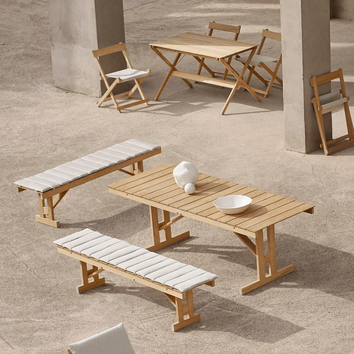 Housse d'assise pour le banc BM1871 de Carl Hansen en finition beige (Sunbrella Heritage Papyrus 18006)