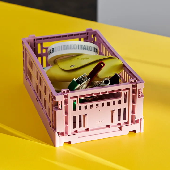 Colour Crate Panier S recyclé de HAY dans la couleur dusty rose