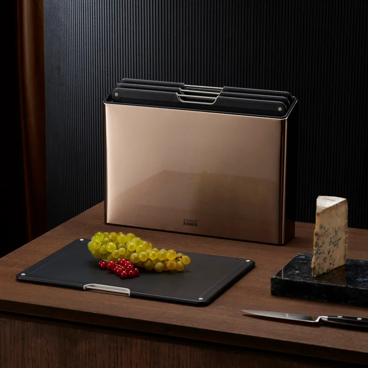 Folio Steel Planches à découper, carbone or rose (4 pièces) de Joseph Joseph