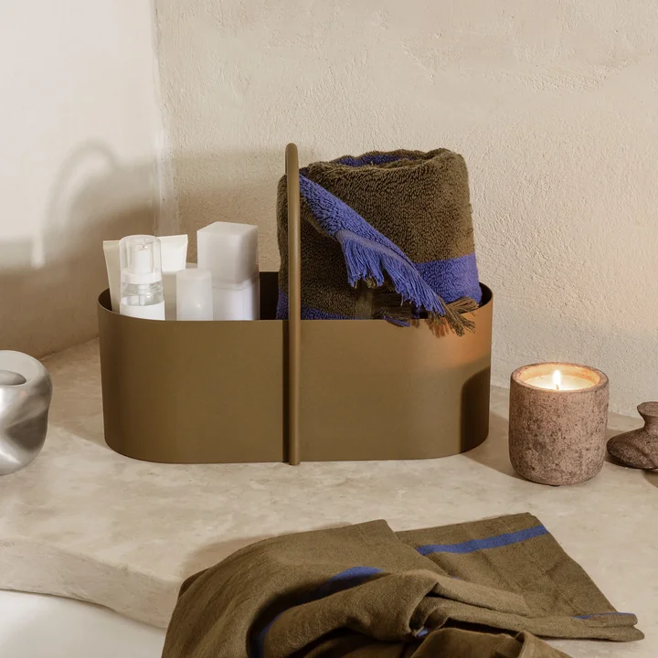 Alee Serviette et drap de bain, olive / bright blue de Ferm Living