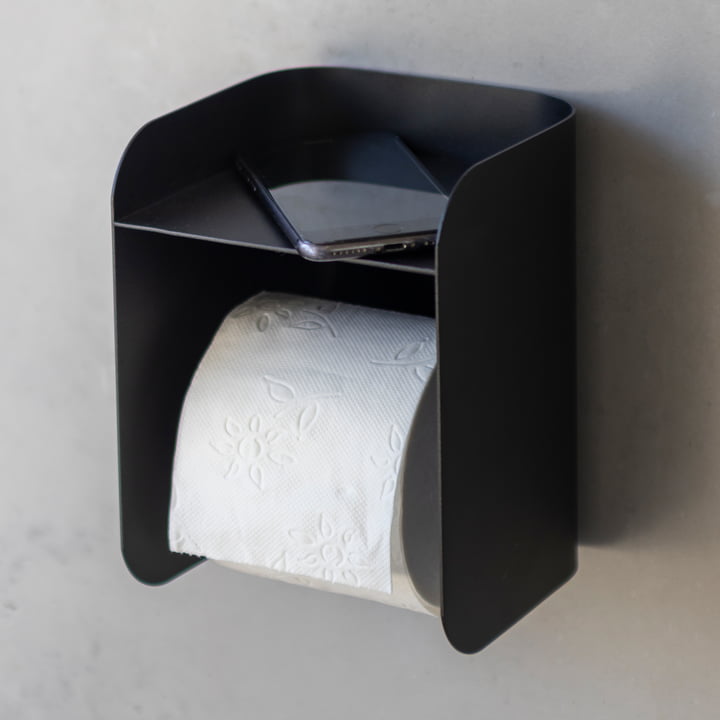 Carry Support de papier toilette avec tablette de Mette Ditmer en couleur noir