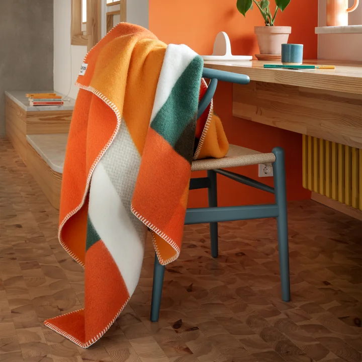 Røros Tweed - Couverture en laine « Mikkel », orange