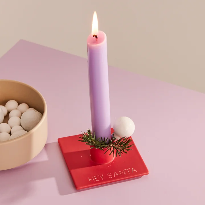 Tell your Christmas Story Bougeoir, Hey Santa / rouge de Design Letters