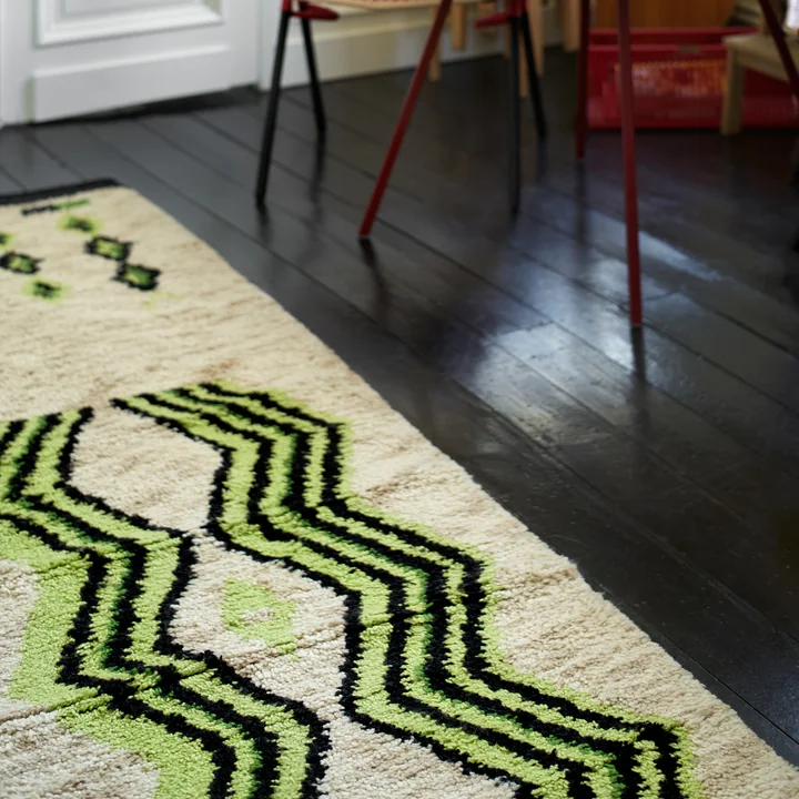 Tapis de laine tissé à la main, 80 cm x 370 cm, neon green de HKliving