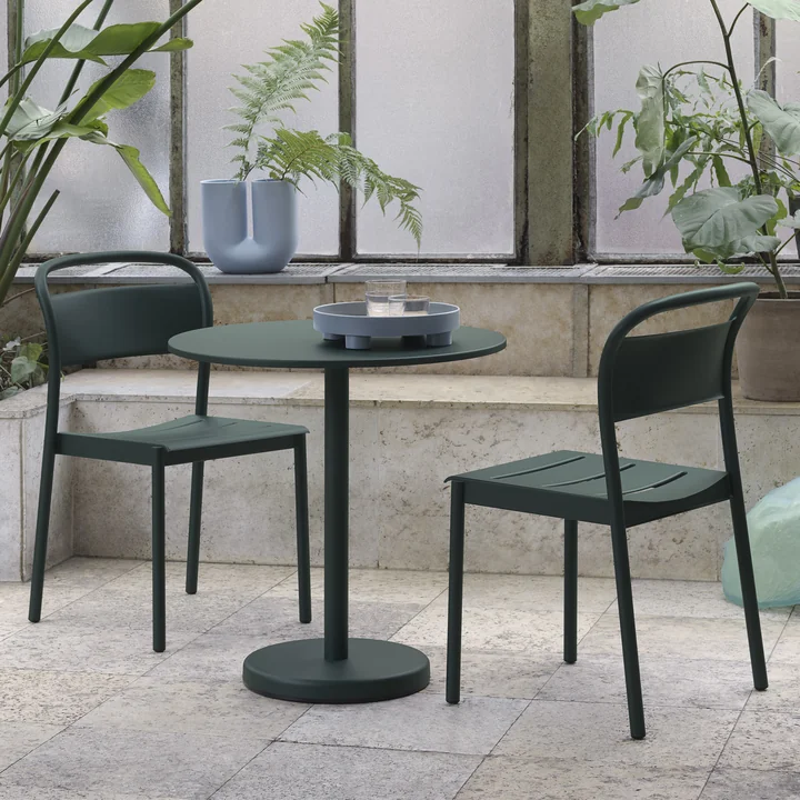 Linear Steel Table de bistrot Outdoor, Ø 70 x H 73 cm, vert foncé de Muuto