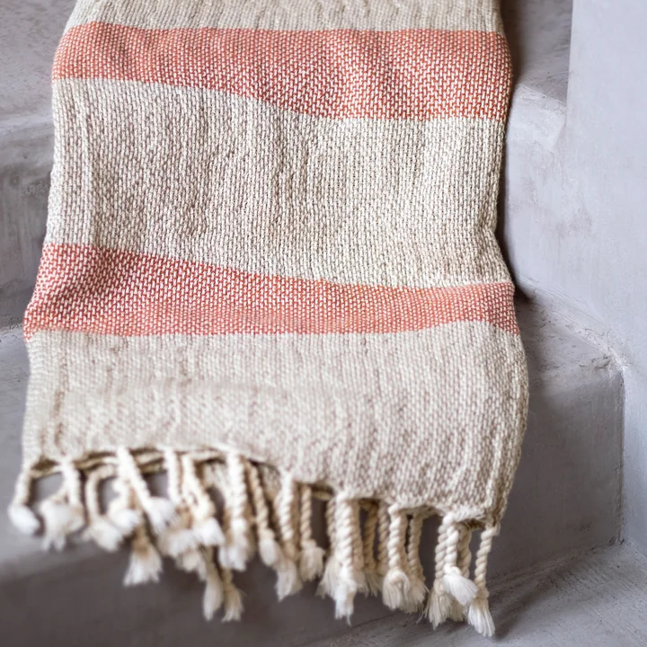 Linen Basket Couverture de Studio Zondag dans la version nature / spicy orange