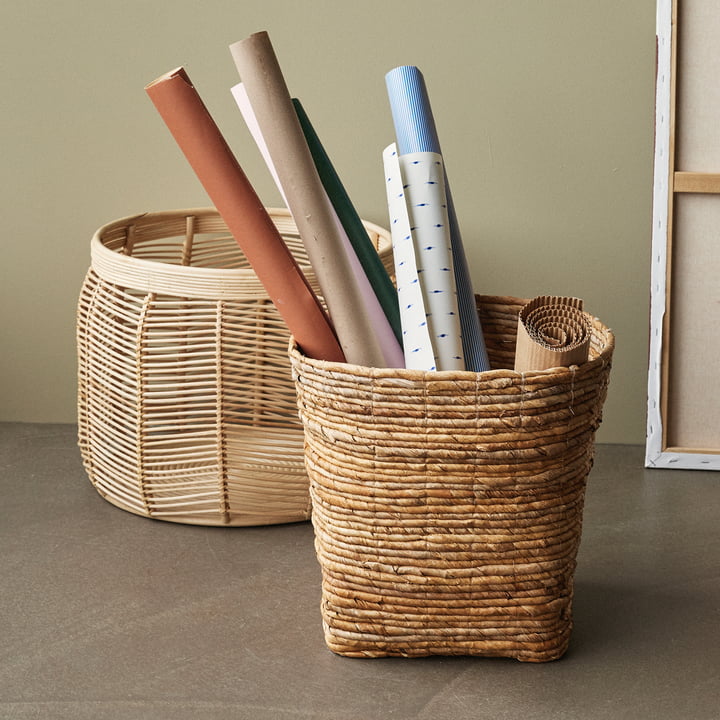 Paniers de rangement, naturel de Hübsch Interior