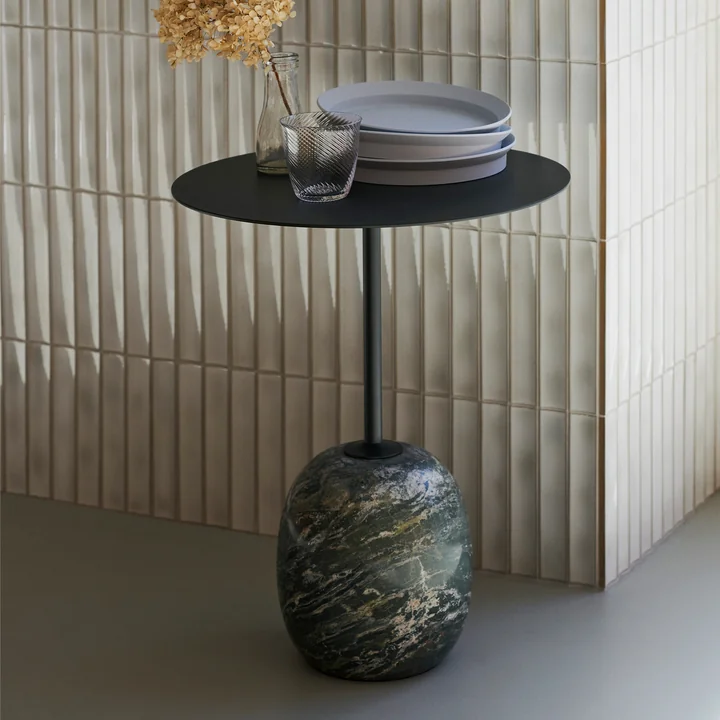 & Tradition - Lato Table d'appoint, H 50 cm / Ø 40 cm, deep green / verde alpi Marbre