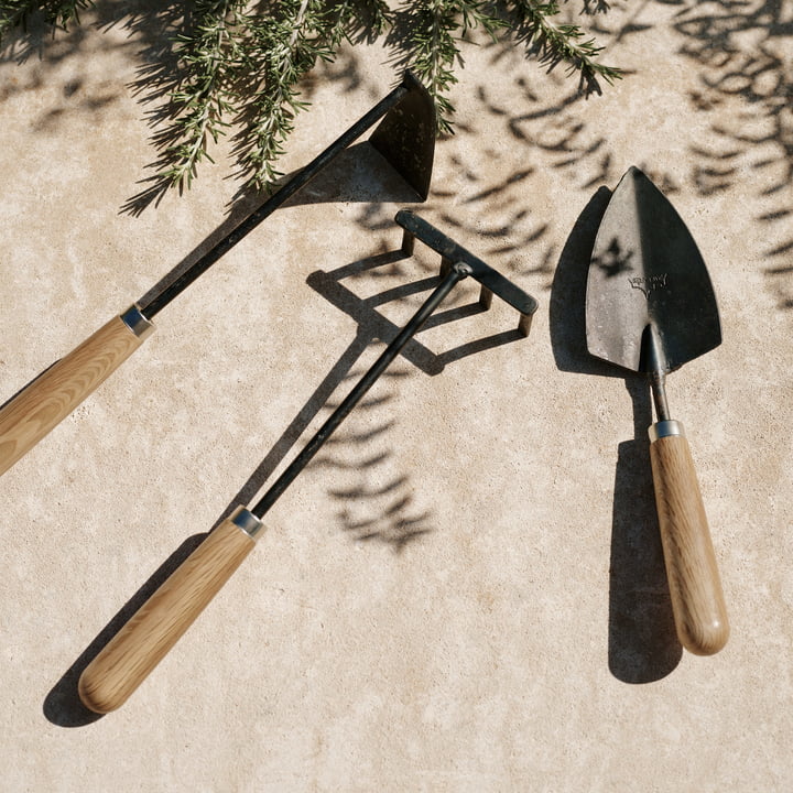 Pallares outils de jardin (set de 3), noir, chêne naturel de Audo