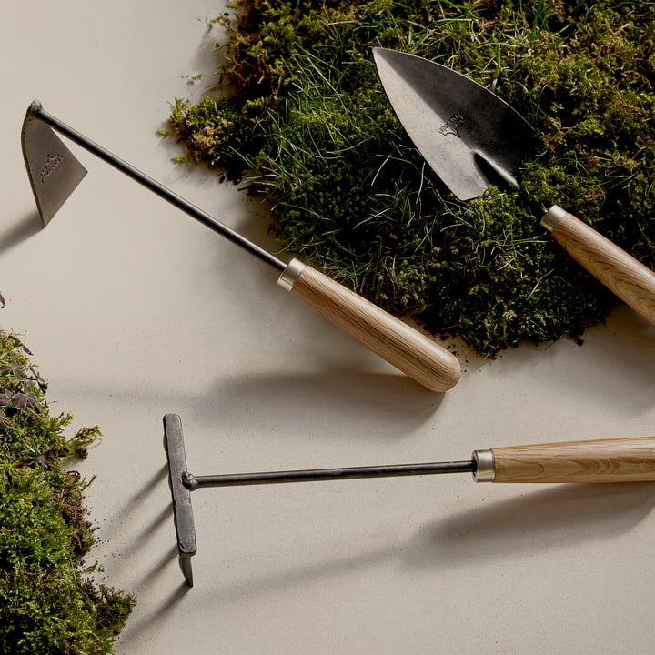 Pallares outils de jardin (set de 3), noir, chêne naturel de Audo