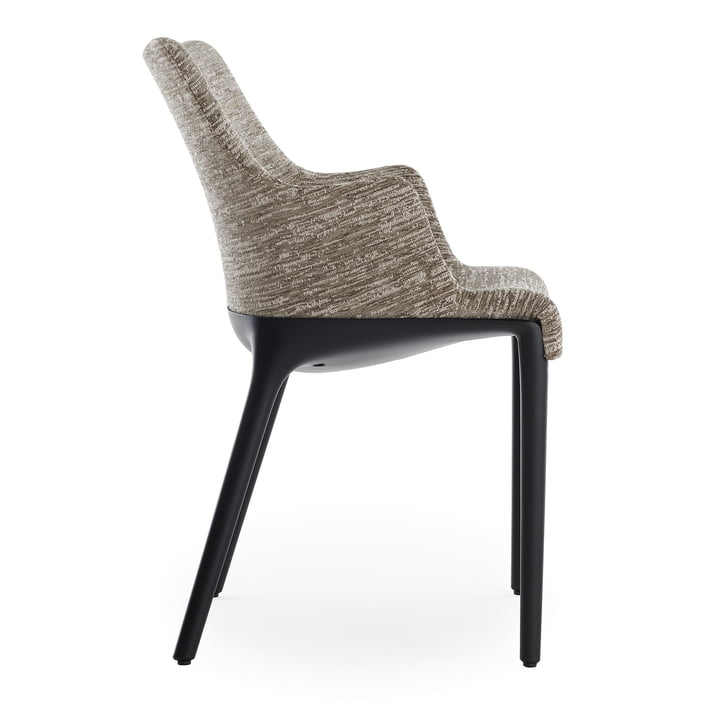 Eleganza Nia Chaise avec accoudoirs, piétement noir, tissu Melange gris tourterelle de Kartell