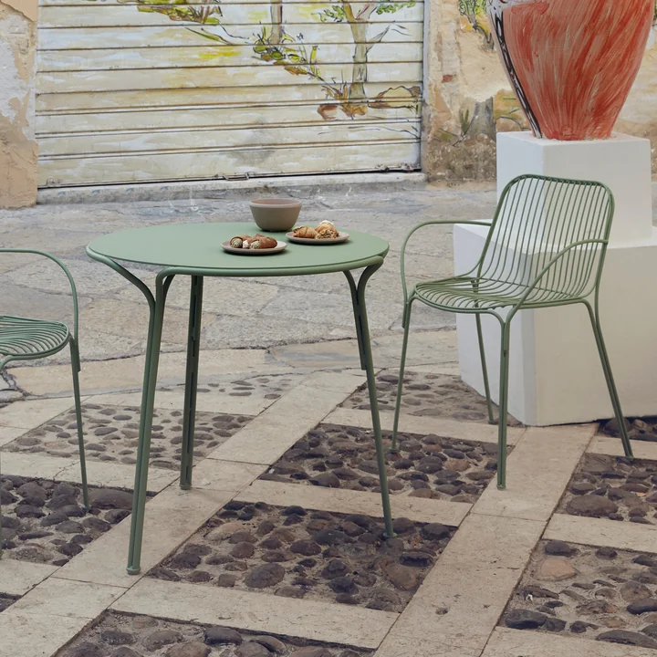 Hiray Table de jardin, Ø 60 cm, vert sauge de Kartell