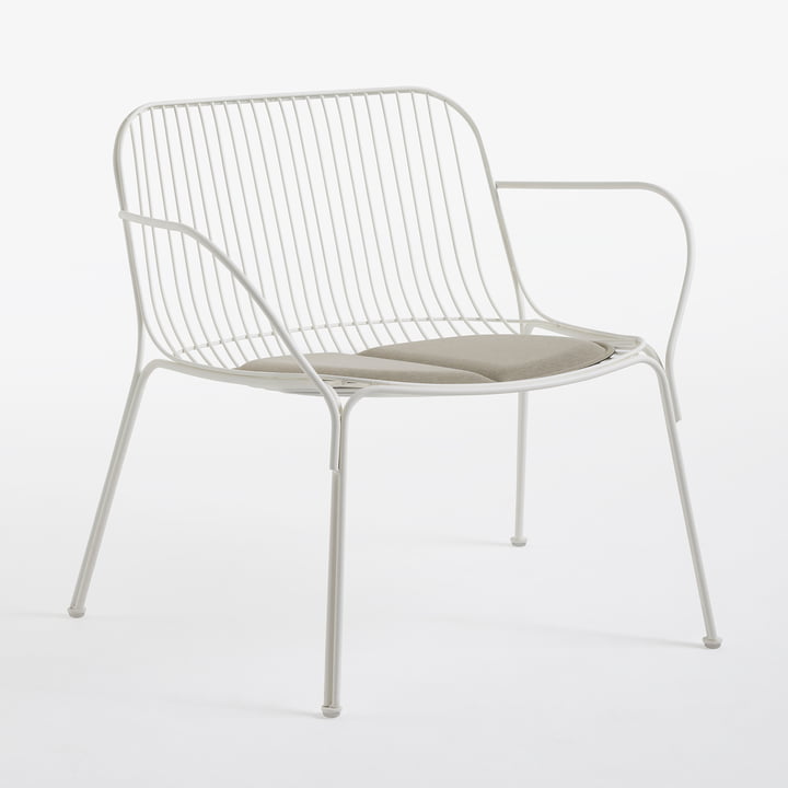 Hiray Lounge Chair, blanc avec coussin d'assise, écru de Kartell