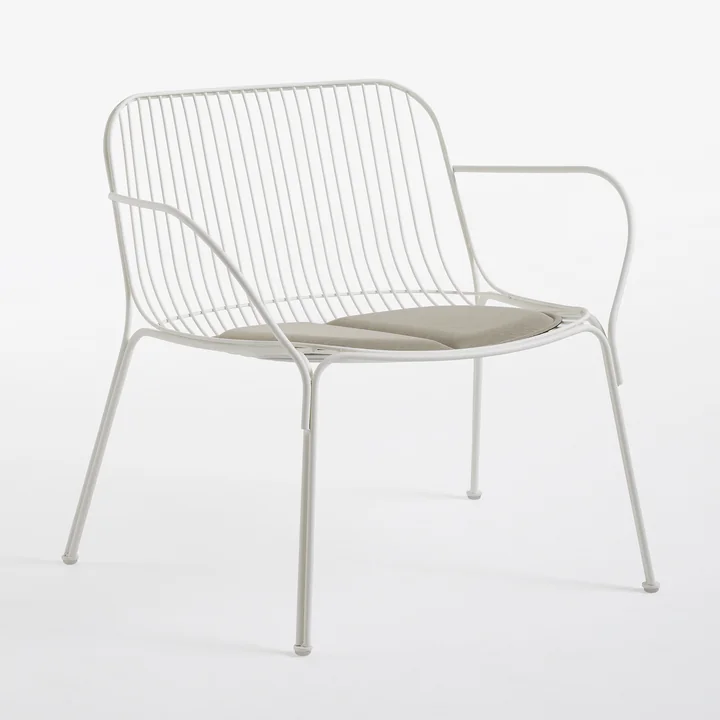 Hiray Lounge Chair, blanc avec coussin d'assise, écru de Kartell