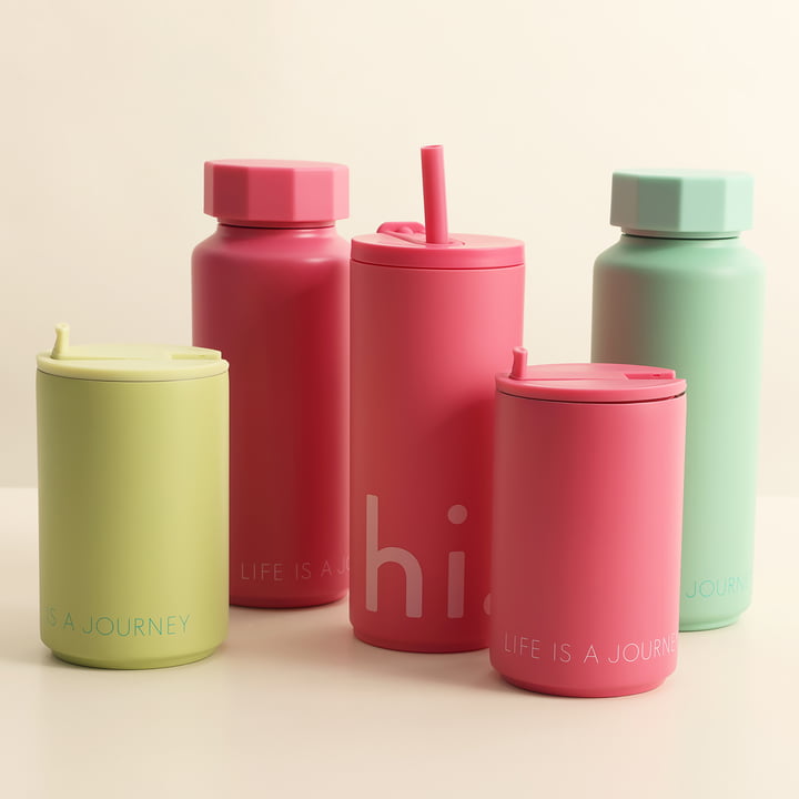 Bouteille thermos AJ Hot & Cold de Design Letters dans la version cherry pink / green bliss