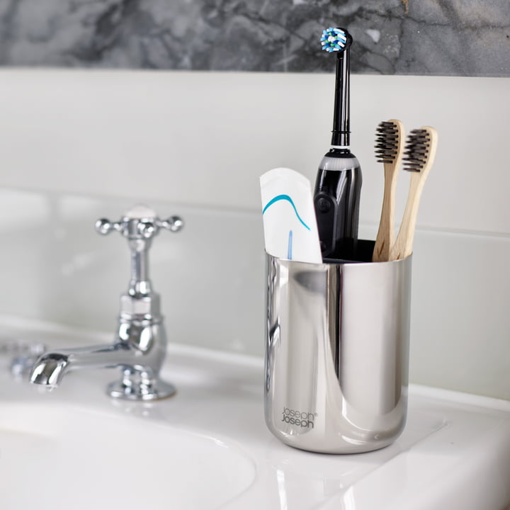 EasyStore Luxe Porte-brosse à dents, acier de Joseph Joseph