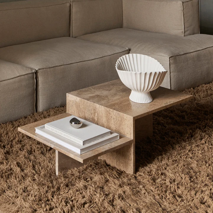 Ferm Living - Distinct Table basse, brun foncé pierre de travertin