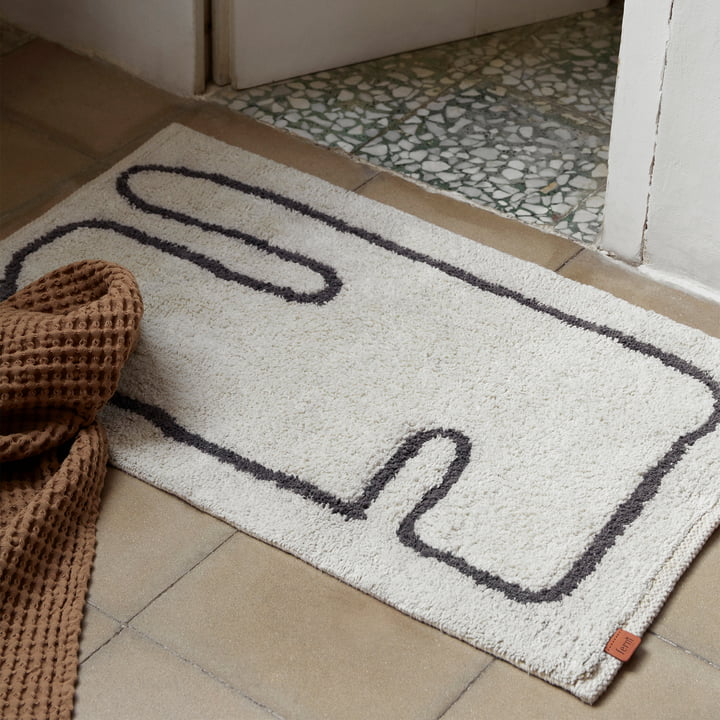 Lay Tapis de sol lavable de ferm Living dans la finition blanc cassé / coffee