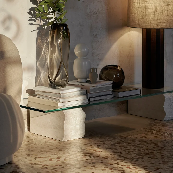 Ferm Living - Mineral Table basse, 160 x 46 cm, Bianco Curia