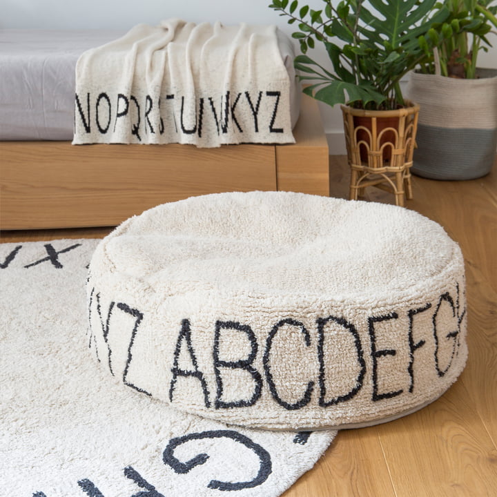 ABC Pouf, Ø 70 cm, naturel / noir de Lorena Canals