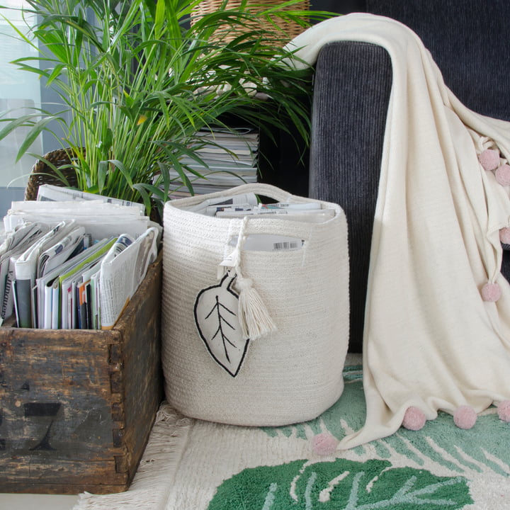 Panier de rangement, feuilles, naturel de Lorena Canals